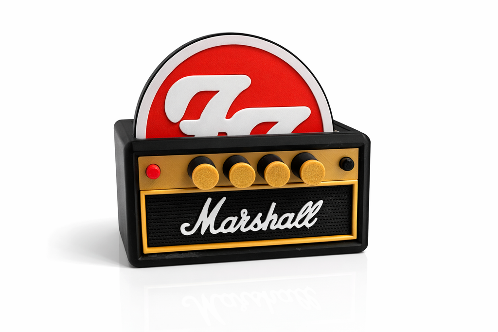 Foo Fighters Coaster Set with Amp Holder – Guitar Amp Style Coasters – Rock Music Gift – Bottle Opener Coaster Set – 3D Printed
