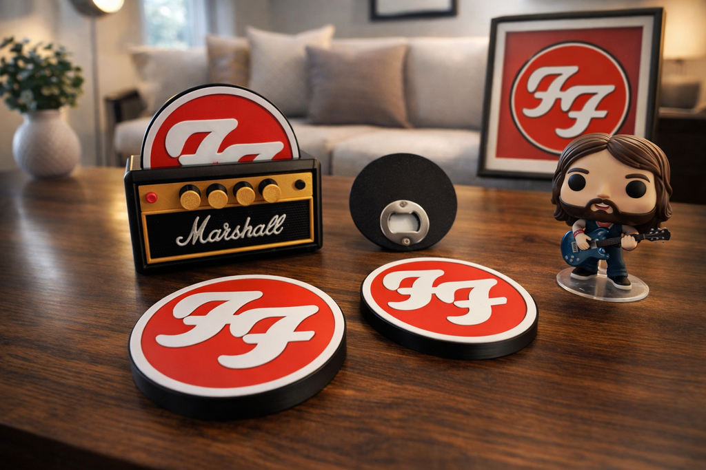 Foo Fighters Coaster Set with Amp Holder – Guitar Amp Style Coasters – Rock Music Gift – Bottle Opener Coaster Set – 3D Printed