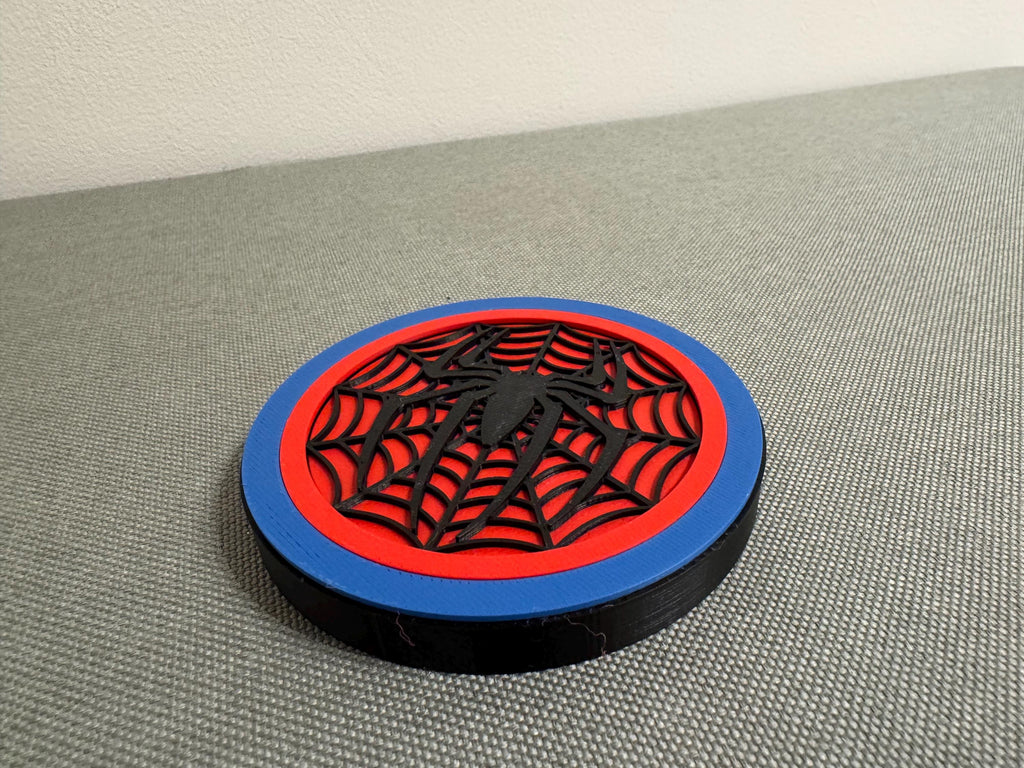 Spider-Man Inspired 3D Printed Coaster Set with Hidden Bottle Opener – Includes Matching Holder