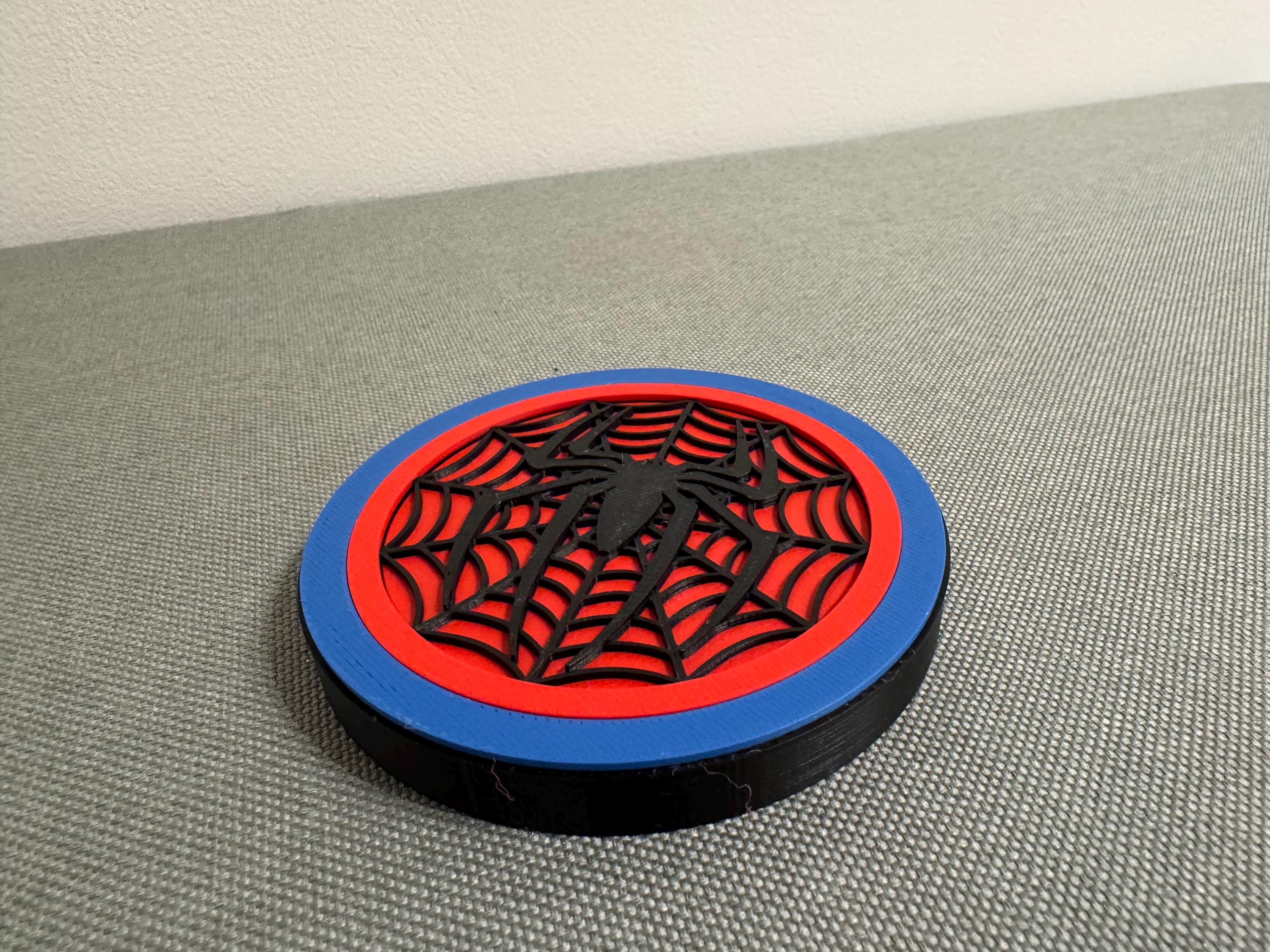 Spider-Man Inspired 3D Printed Coaster Set with Hidden Bottle Opener – Includes Matching Holder