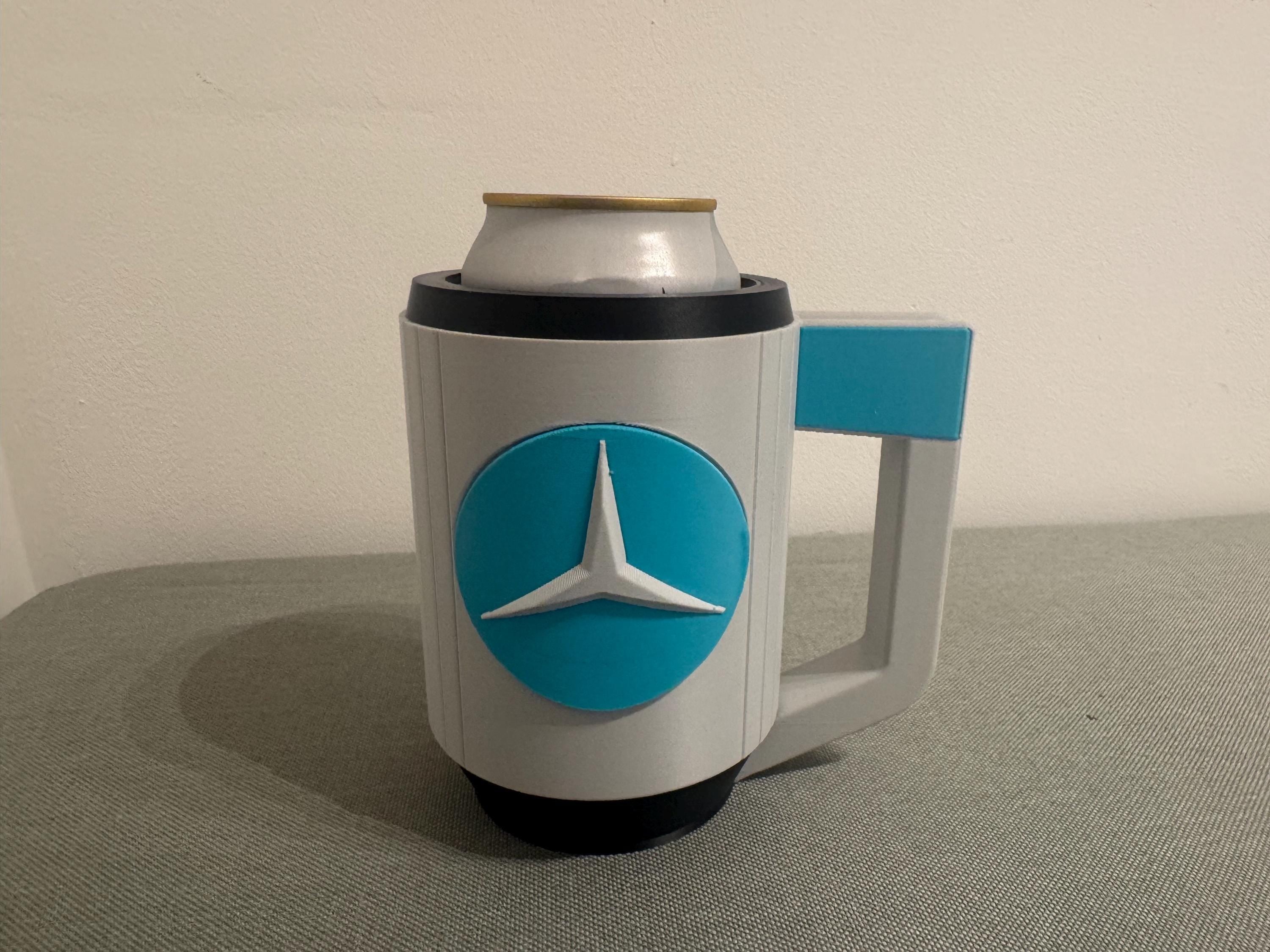 Mercedes-Inspired Beer Can Holder with Handle | 3D Printed Can Cooler | F1 Racing Style Drink Holder | Fits 440ml Cans
