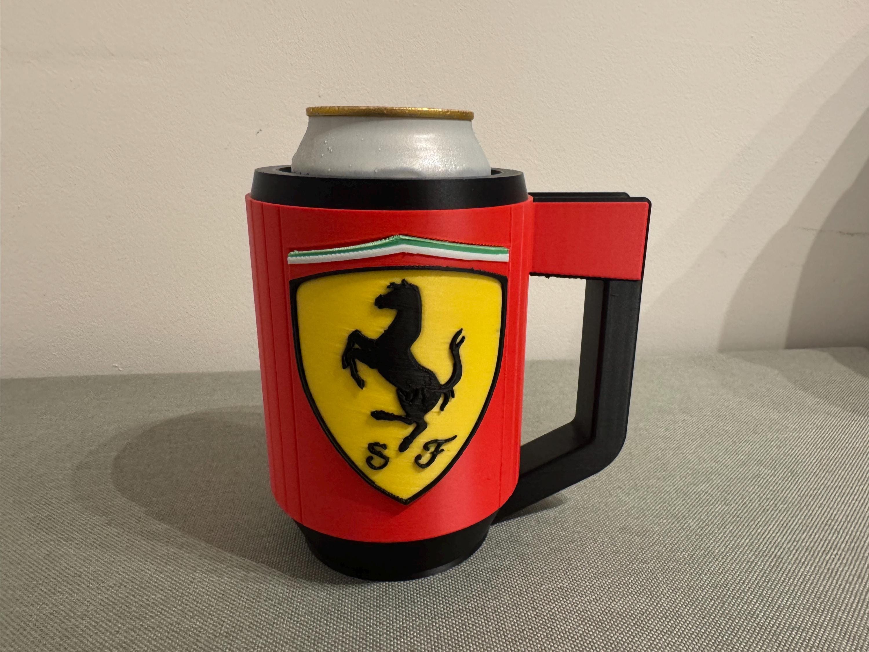 Ferrari-Inspired Beer Can Holder | 3D Printed Racing Mug | Fits 440ml Cans | F1 Style Gift