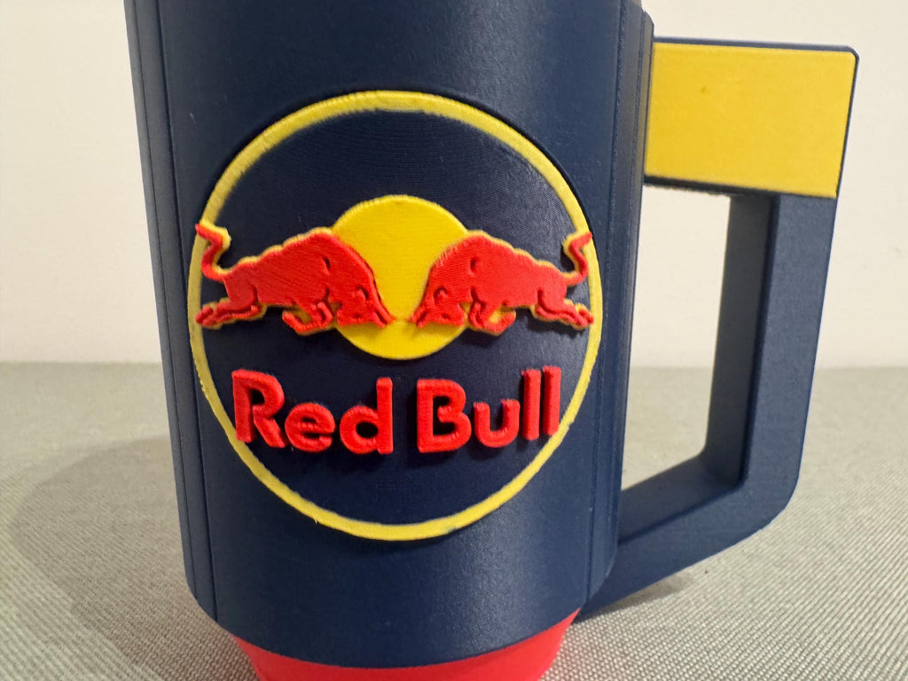 Red Bull Inspired Racing Can Holder with Handle – 3D Printed 440ml Beer & Energy Drink Mug
