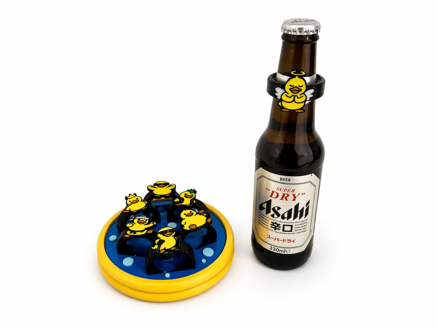 Funny Duck Bottle Markers – 3D Printed Drink Identifiers – Reusable Bottle Rings – Party & BBQ Accessories