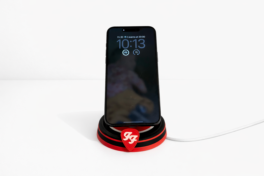Foo Fighters Inspired MagSafe Charging Stand – 3D Printed Phone Holder – Wireless Charger Dock – Rock Music Desk Setup – Gift for Fans