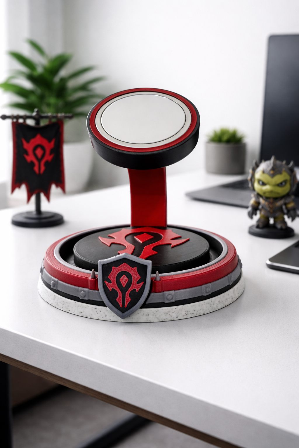 Horde MagSafe Charging Stand – World of Warcraft Inspired Phone Holder | Wireless Charger Dock | 3D Printed Desk Setup Gift