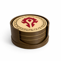 World of Warcraft Coaster Set – Horde & Alliance Faction Emblems | 3D Printed Gamer Gift | Set of 4 with Holder