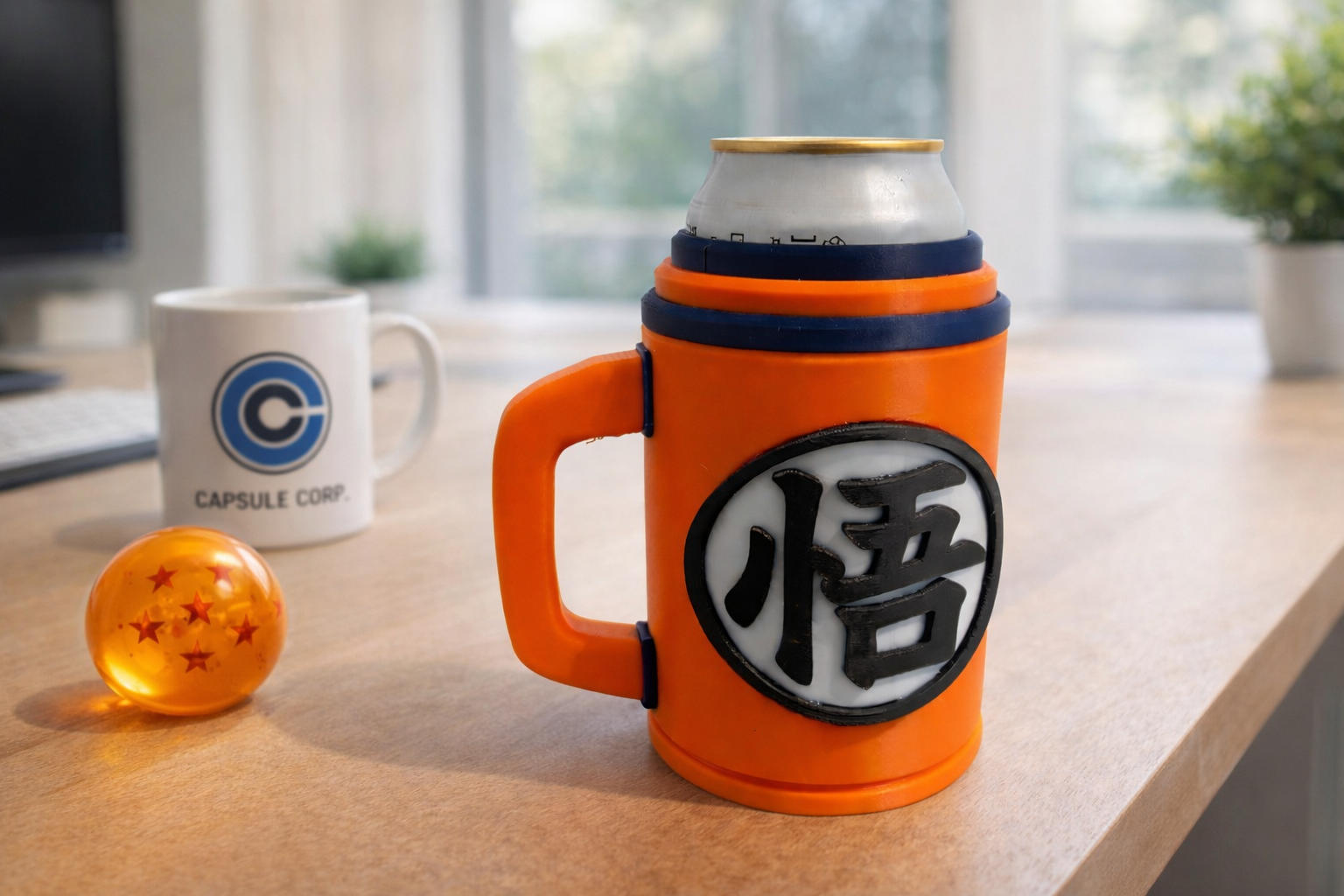 DBZ-Inspired Beer Can Holder with Handle – 3D Printed Anime Beer & Soda Mug – Gamer Gift