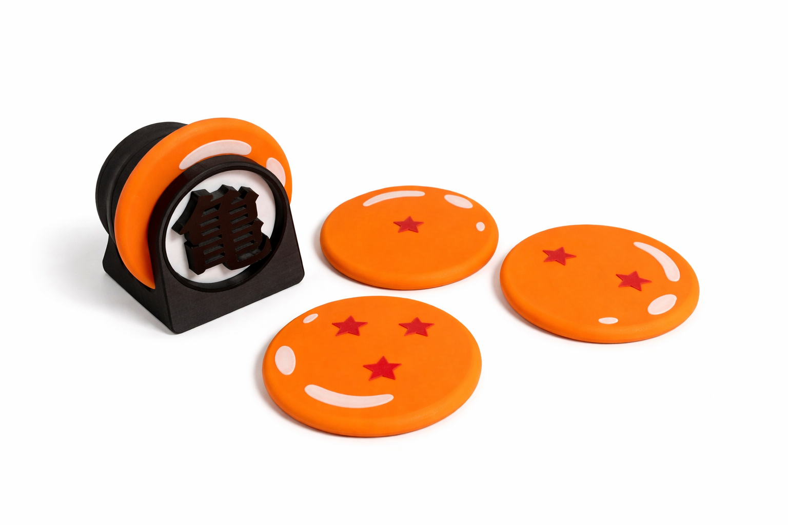 Dragon Ball Z Bottle Opener Coaster Set | 3D Printed Dragon Ball Coasters with Holder | Anime Gift | DBZ Home Bar Accessory | Kame Symbol