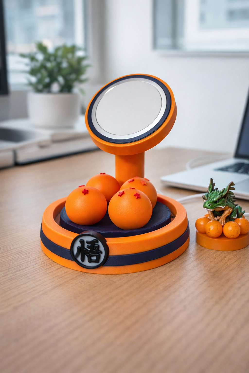 Dragon Ball Inspired MagSafe Charger Stand – 3D Printed Dragon Balls iPhone Charging Dock – Anime Desk Setup – Magnetic Phone Stand