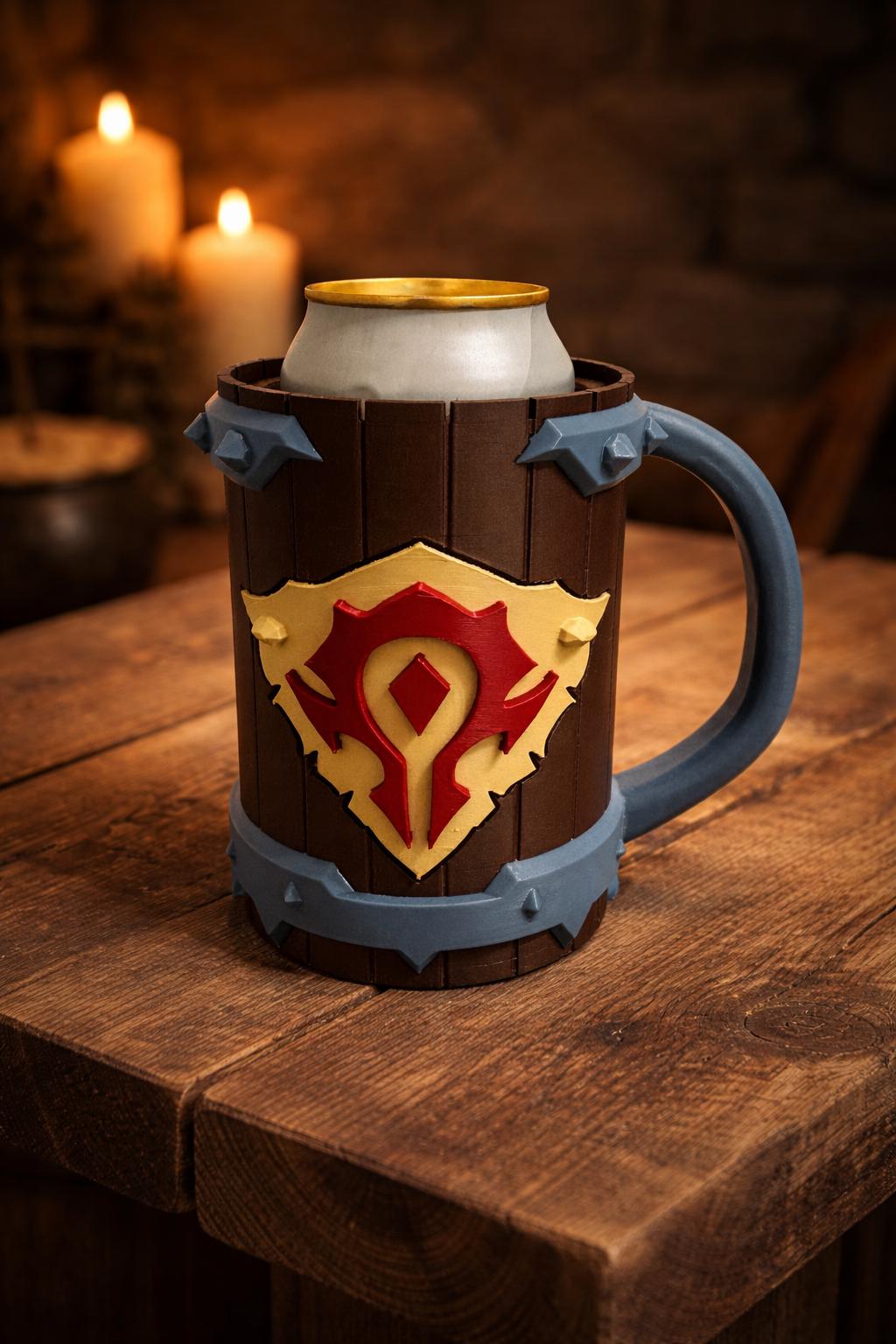 Horde-Inspired Beer Tankard Can Holder | Fantasy RPG Mug | 3D Printed Gift for Gamers & Home Bars | World of Warcraft