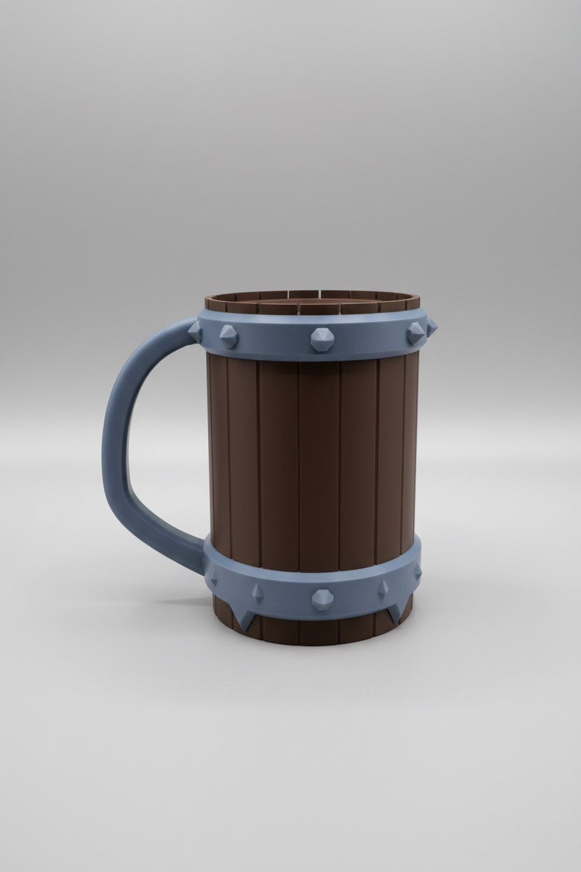 Brown world of Warcraft can holder with brown and grey features 