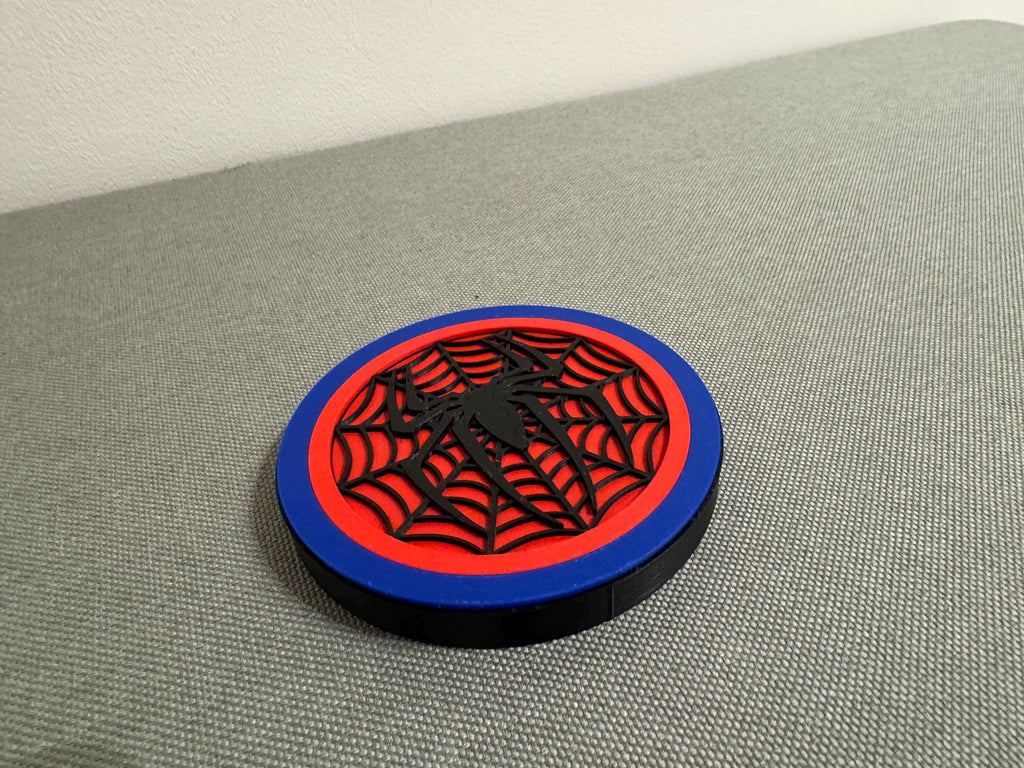 Spider-Man Inspired 3D Printed Coaster Set with Hidden Bottle Opener – Includes Matching Holder
