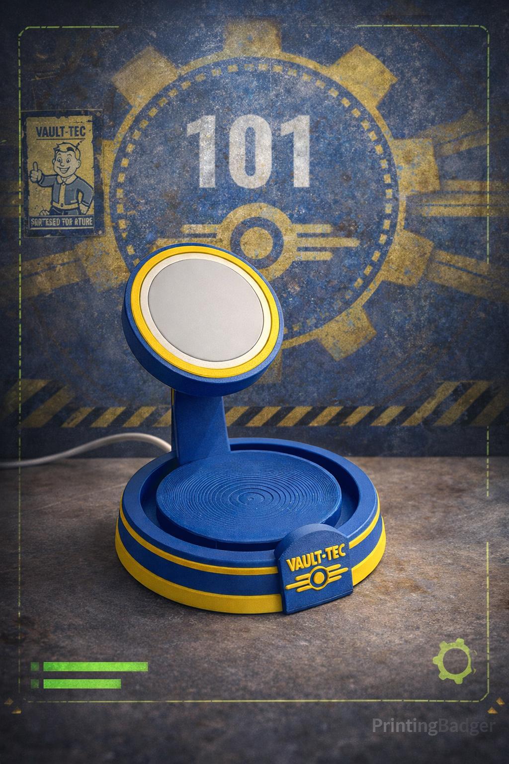 Vault-Tec Inspired MagSafe Charger Stand | Fallout-Style Desk Dock | 3D Printed Phone Charger Holder