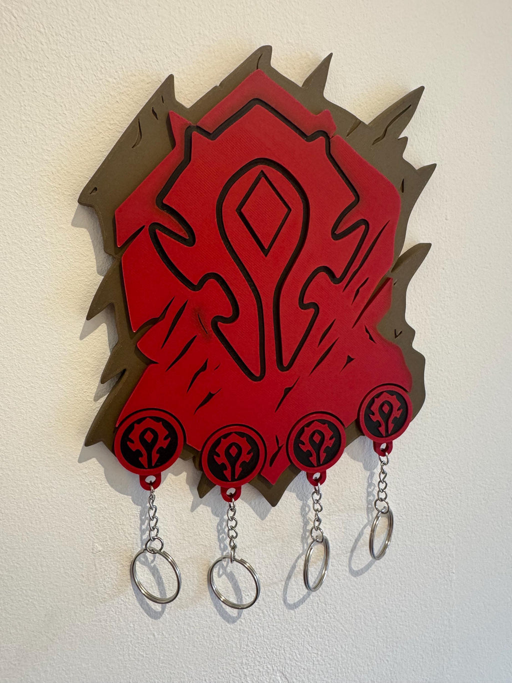 World of Warcraft Inspired Horde Keyring Holder – 3D Printed Wall Mounted Organizer
