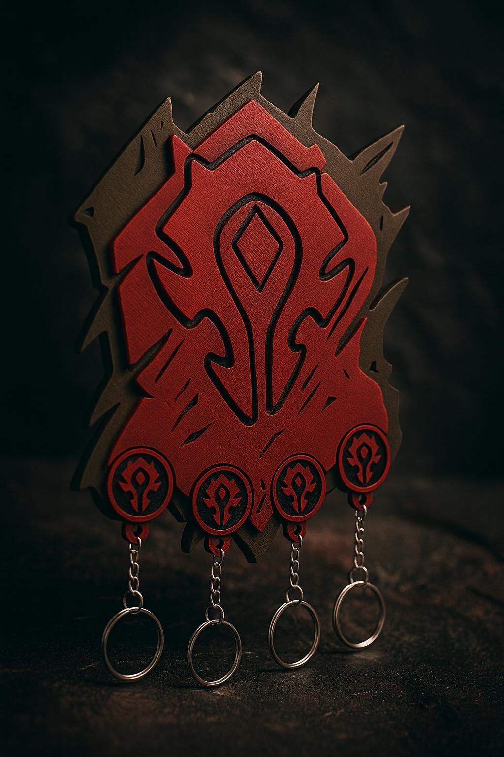 World of Warcraft Inspired Horde Keyring Holder – 3D Printed Wall Mounted Organizer