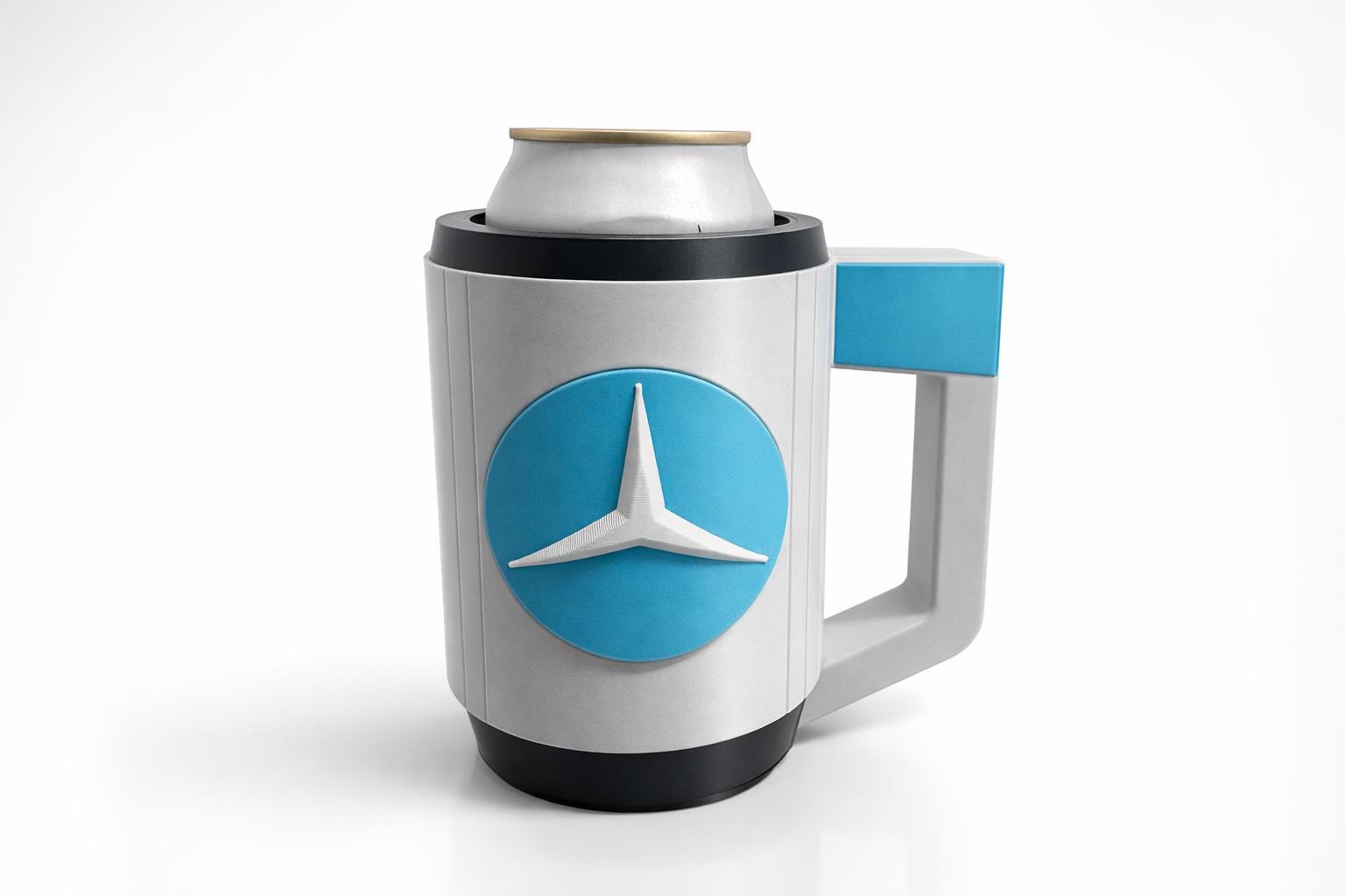 Mercedes-Inspired Beer Can Holder with Handle | 3D Printed Can Cooler | F1 Racing Style Drink Holder | Fits 440ml Cans