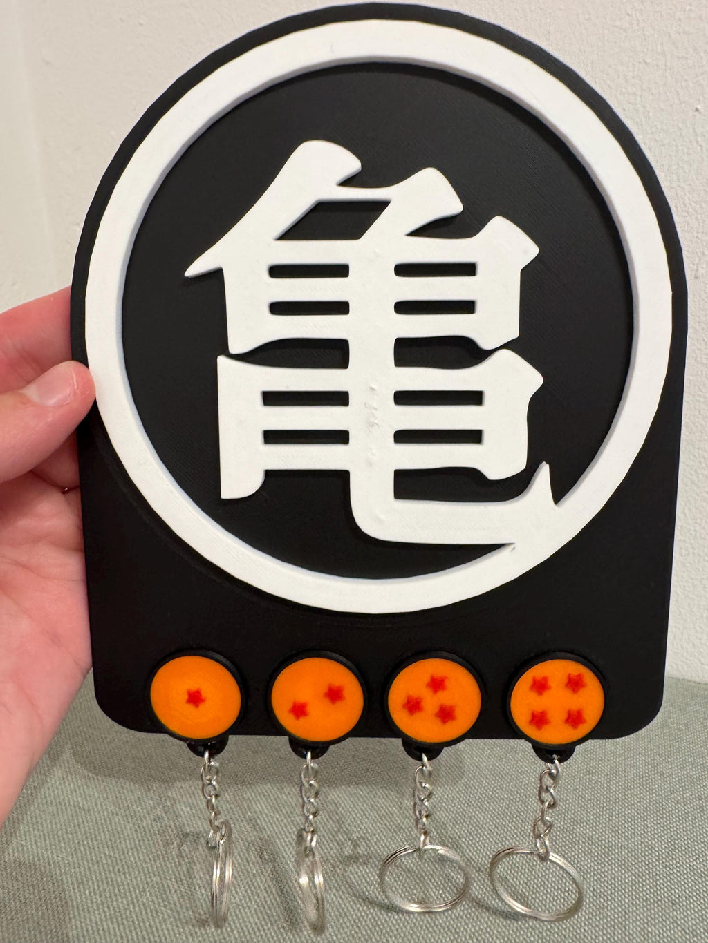 Dragon Ball Z Magnetic Key Holder – Kame Symbol Wall Hook with Dragon Ball Keychains | 3D Printed Anime Decor