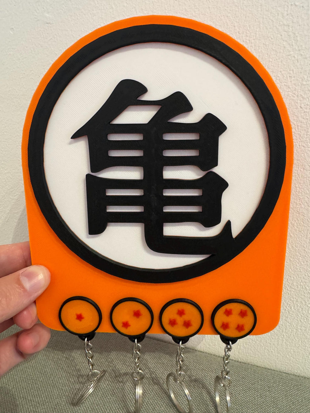 Dragon Ball Z Magnetic Key Holder – Kame Symbol Wall Hook with Dragon Ball Keychains | 3D Printed Anime Decor
