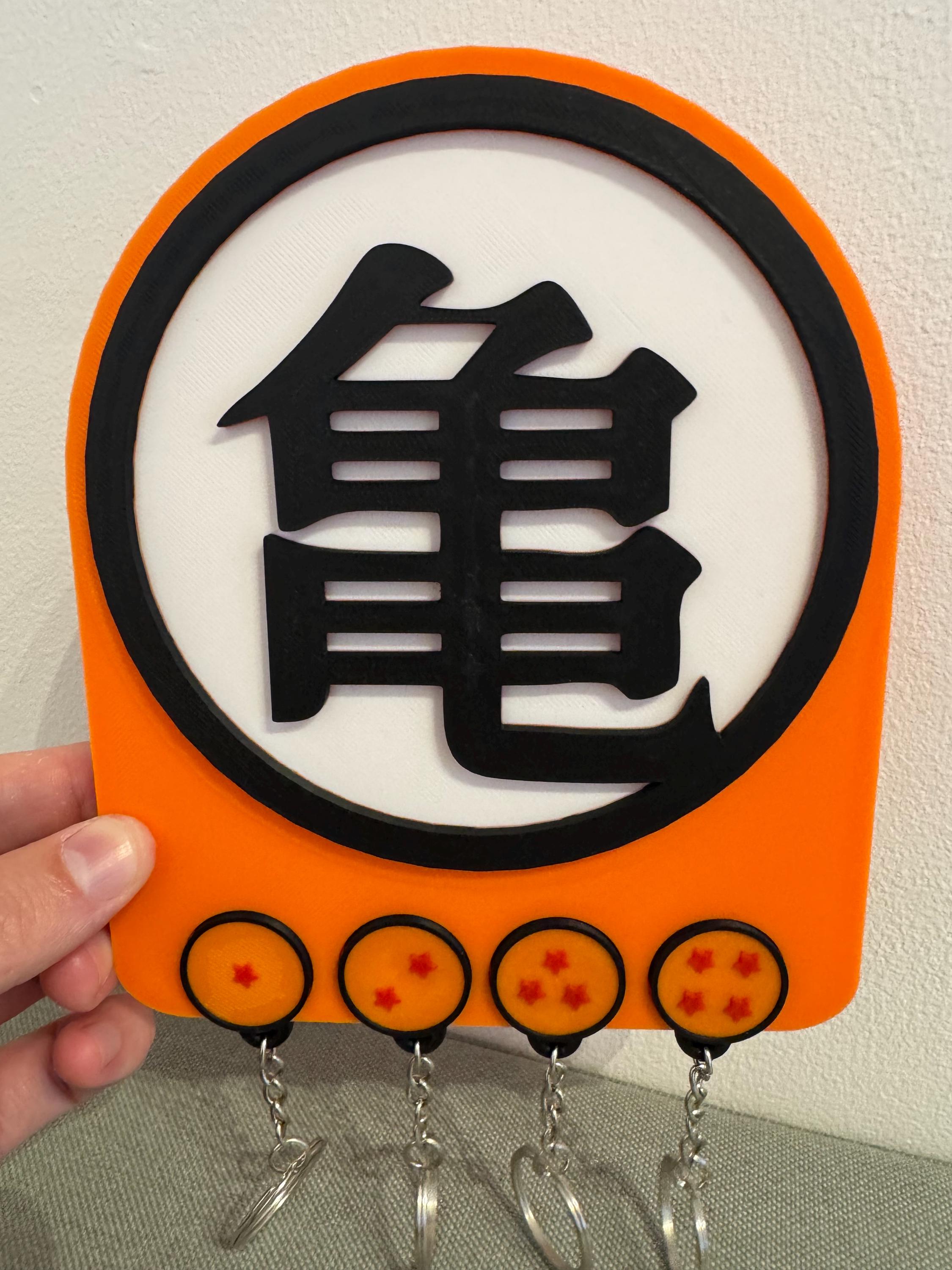 Dragon Ball Z Magnetic Key Holder – Kame Symbol Wall Hook with Dragon Ball Keychains | 3D Printed Anime Decor