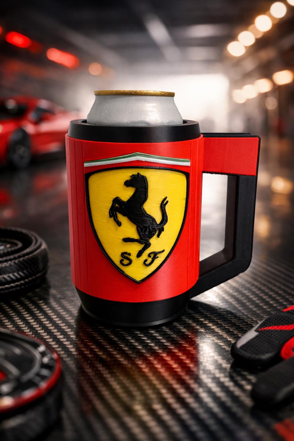 Ferrari-Inspired Beer Can Holder | 3D Printed Racing Mug | Fits 440ml Cans | F1 Style Gift