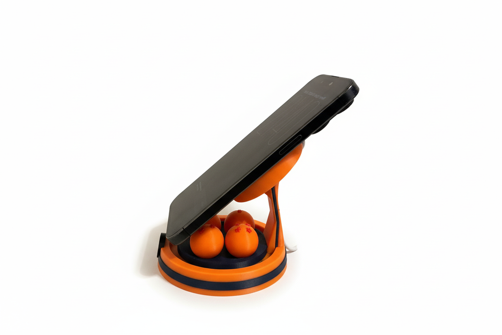 Product with phone on stand - white background